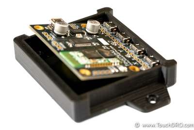 TouchDRO adapter board being inserted into the 3D printed enclosure
