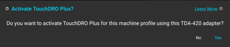 Fig. 6: The Plus activation prompt, naming the adapter it will activate against