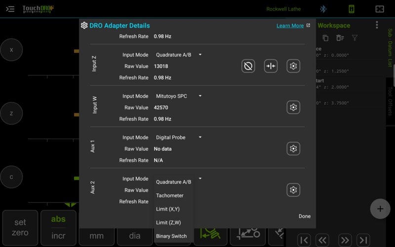 Fig. 7: The aux input mode dropdown Fig. 7: The aux input mode dropdown