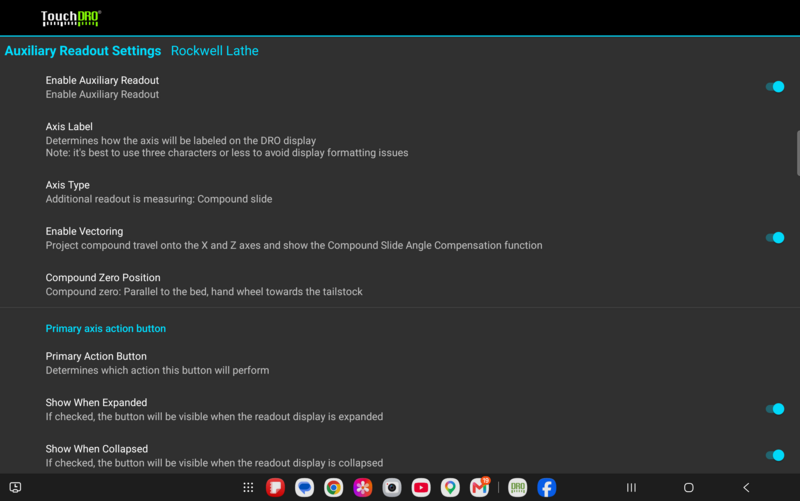 Fig. 1: The "Auxiliary Readout Settings" screen with vectoring enabled