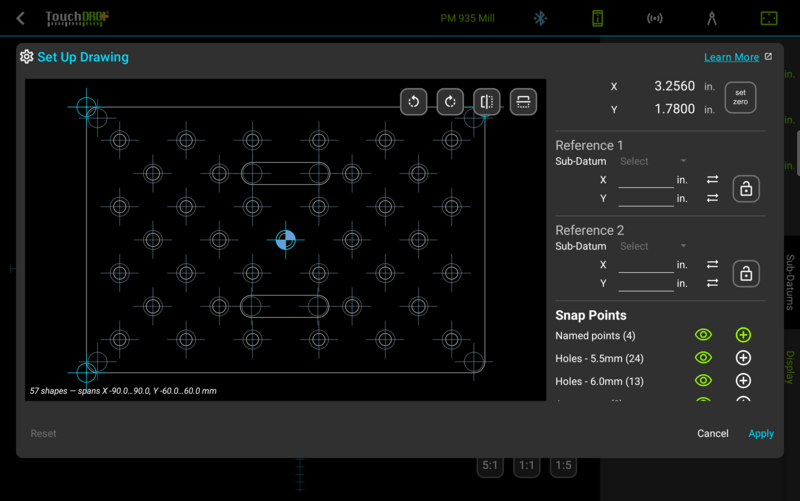 Fig. 3: The Set Up Drawing dialog as it opens, with the drawing already placed