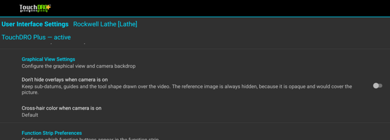The Graphical View Settings section of the User Interface Settings, with the overlay and cross-hair color settings for the camera