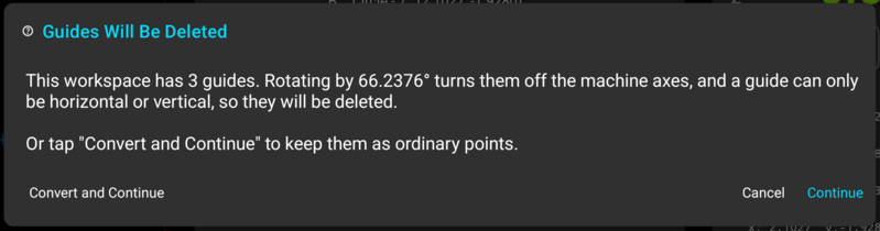 Fig. 7: The Guides Will Be Deleted confirmation, offering to convert the guides instead