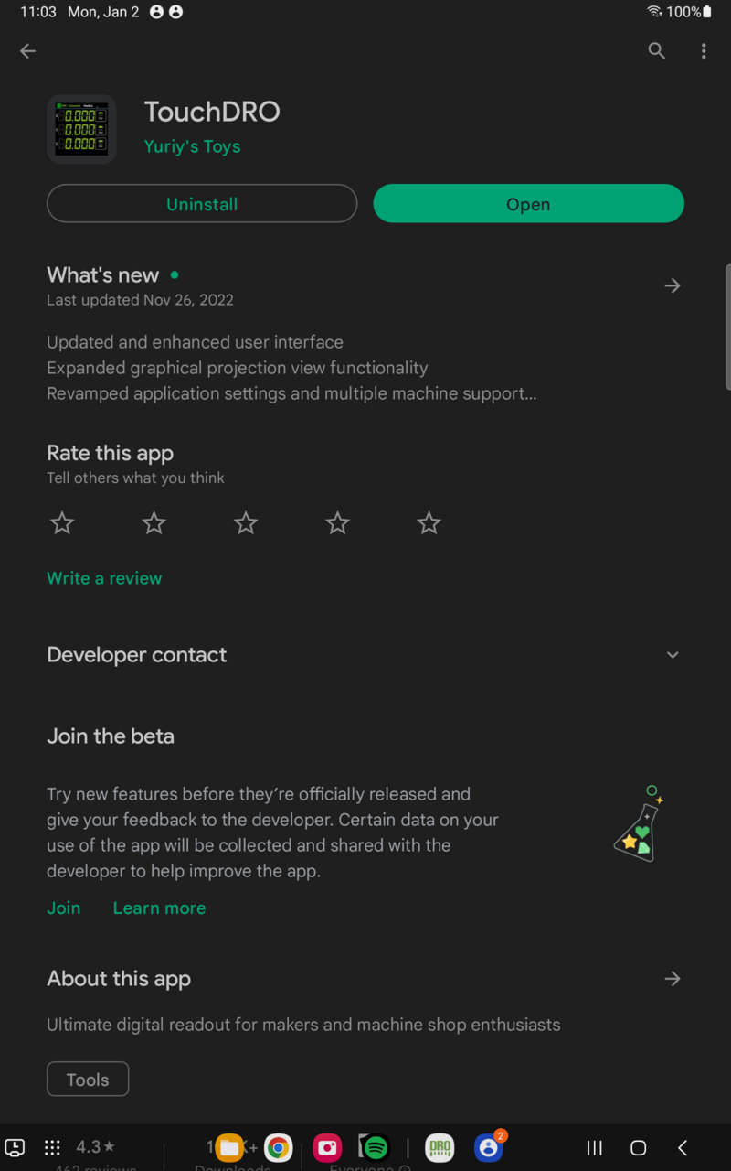 Fig. 2: TouchDRO Google Store Page Link to joint the TouchDRO Beta track