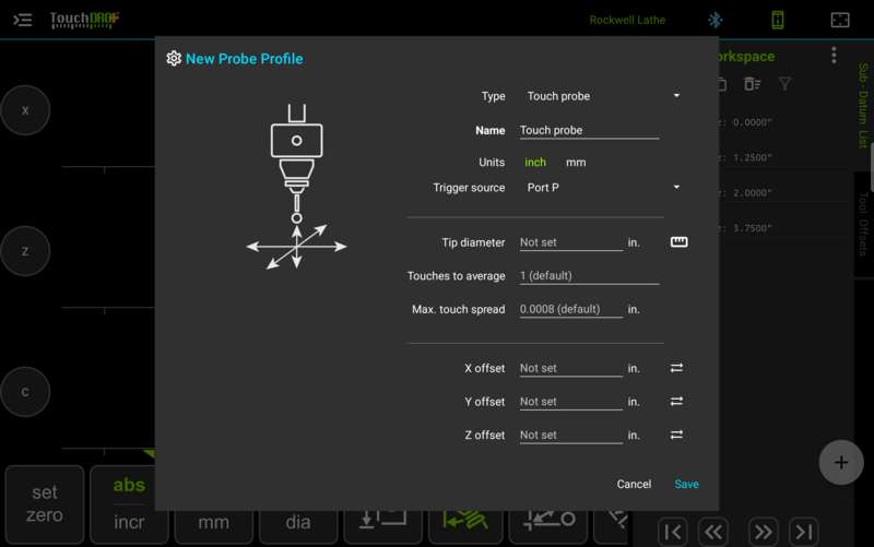 Fig. 2: A new "Touch probe" profile