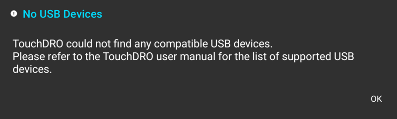Fig. 3: No USB Devices Dialog Fig. 3: No USB Devices Dialog