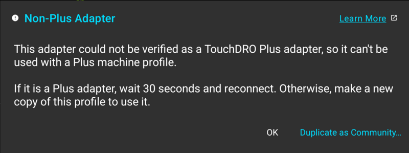 Fig. 7: The notice shown when a Plus profile meets an adapter that can't be verified
