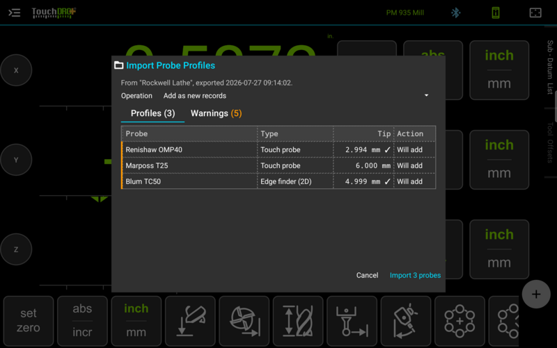 Fig. 7: The preview, listing each probe with the action it will get