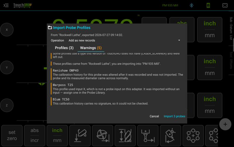 Fig. 8: The warnings tab, where anything the import cannot carry across is explained