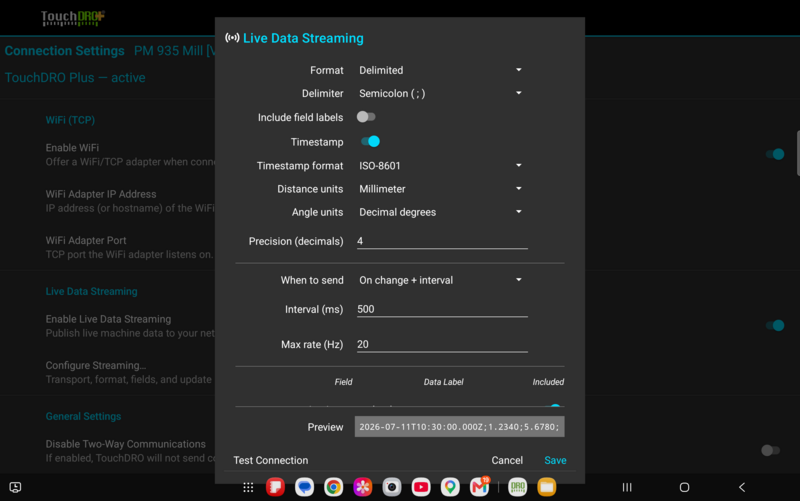 Fig. 4: Format and cadence settings