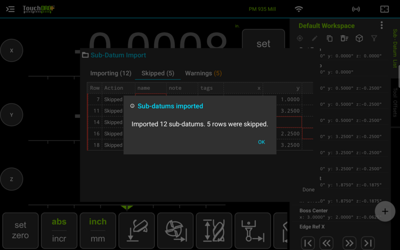 Fig. 4: The import summary, reporting how many sub-datums were imported and how many rows were skipped Fig. 4: The import summary, reporting how many sub-datums were imported and how many rows were skipped
