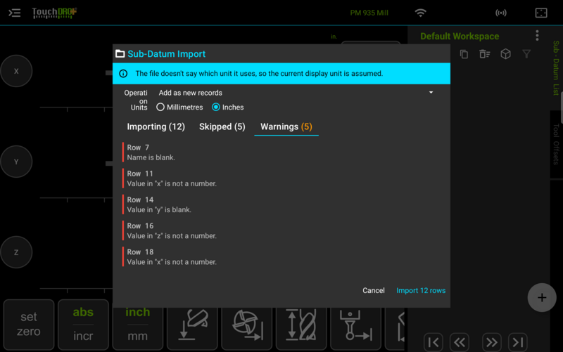 Fig. 8: The Warnings tab, explaining why each row was skipped Fig. 8: The Warnings tab, explaining why each row was skipped