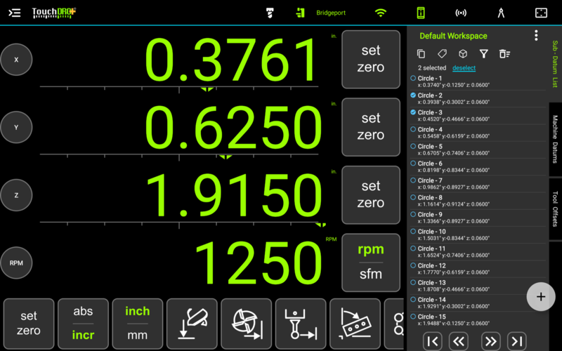 Fig. 4: With several sub-datums checked, the "Edit" button becomes "Tag" The sub-datum panel in multi-select mode with two rows checked, a 2 selected count with a deselect link, and the Edit button replaced by the Tag button in the action row