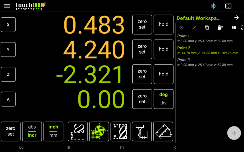 Fig. 4: TouchDRO's Main Screen TouchDRO's main screen is customizable and very intuitive to use