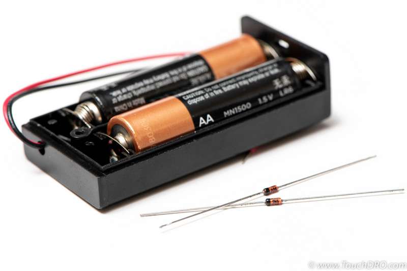 2x AA Battery Holder and Two Shottky Diodes DuPont Jumper Wires