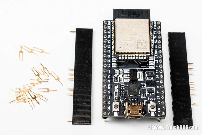 Modified female pin headers prepared for ESP32 DevKitC in DIY DRO adapter