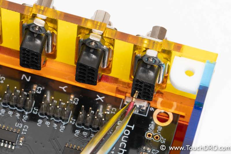 Insert the pin into the DRO Scale D-Sub connector body