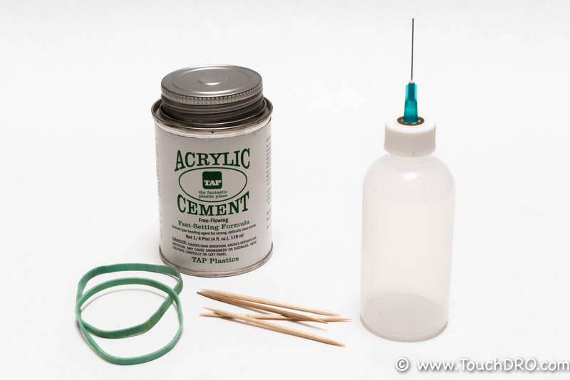 Material needed to assemble acrylic enclosure for DRO adapter