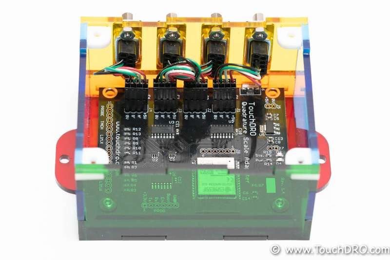 DRO scale pigtail connectors connected to the TouchDRO adapter board