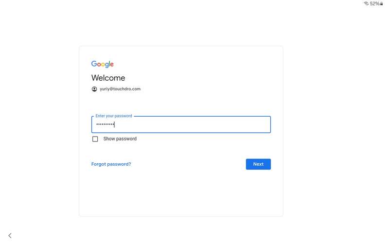 Google account sign-in screen asking for the password