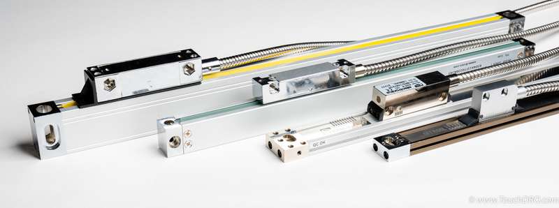 Picture of some of the most common optical and magnetic DRO scales.